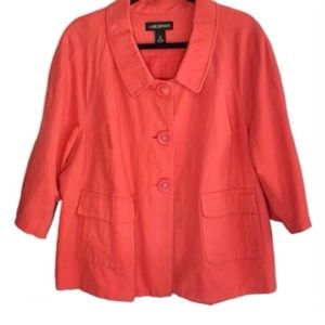 NEW Lane Bryant Coral 3/4 Sleeve Linen & Cotton Jacket